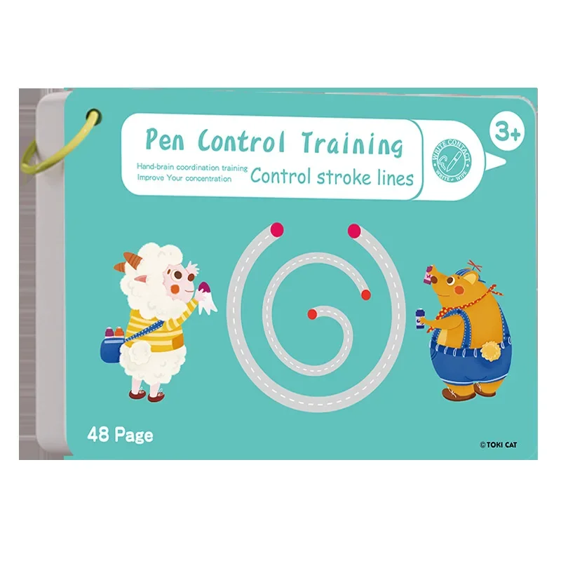 Pen Control Training 48 Pages Tracing Workbook Montessori Books Early Childhood Exercise Book Reusable Calligraphy Copybook