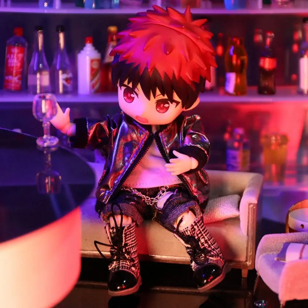 Kurtka z długim rękawem dla lalek OB11, mini zapinana na guziki, płaszcz laserowy dla lalek 1/12, płaszcz na zamek błyskawiczny, urocze ubranka dla lalek Ob11.