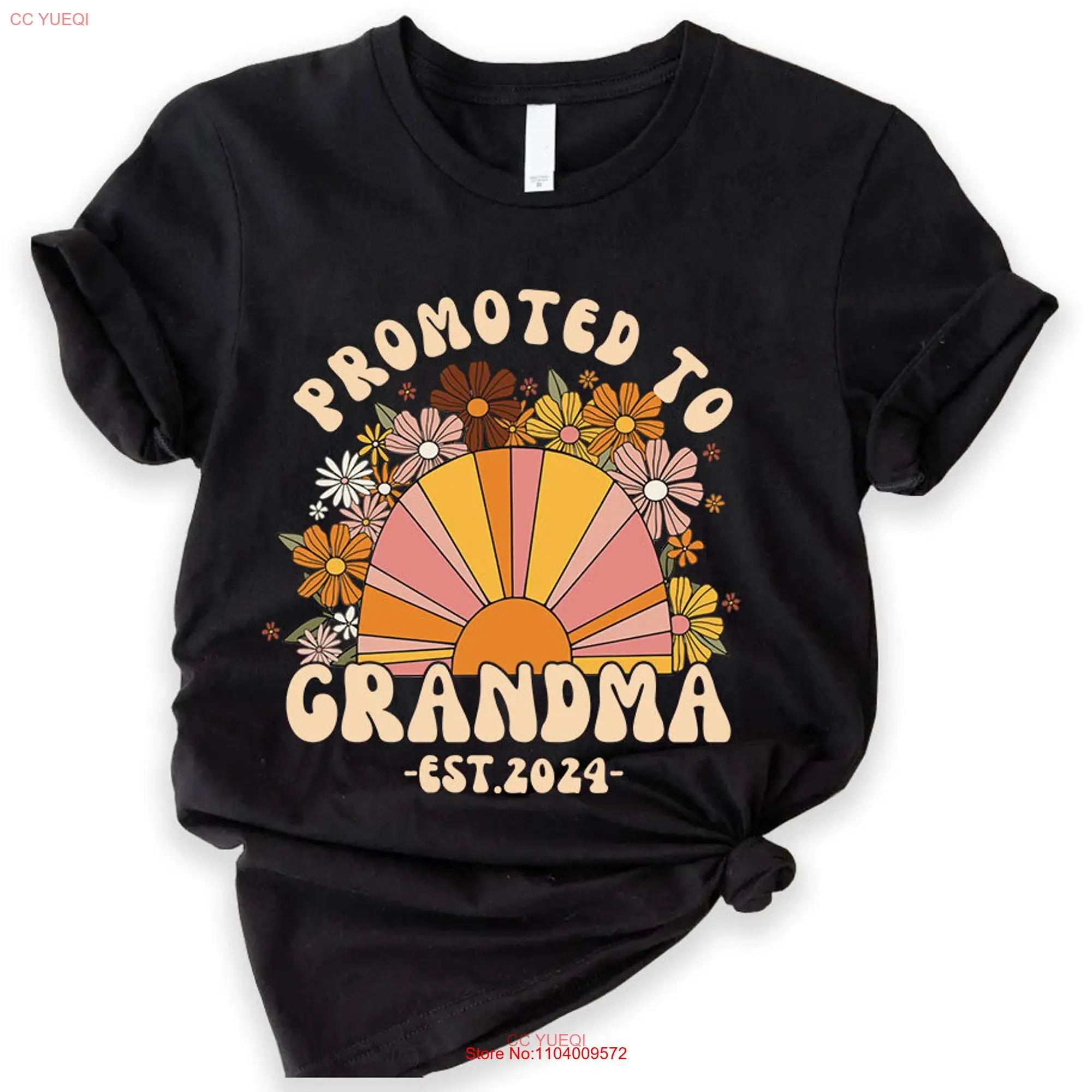 Pregnancy Announcement Grandma T Shirt for First Time Promoted New Est 2024 Baby long or short sleeves