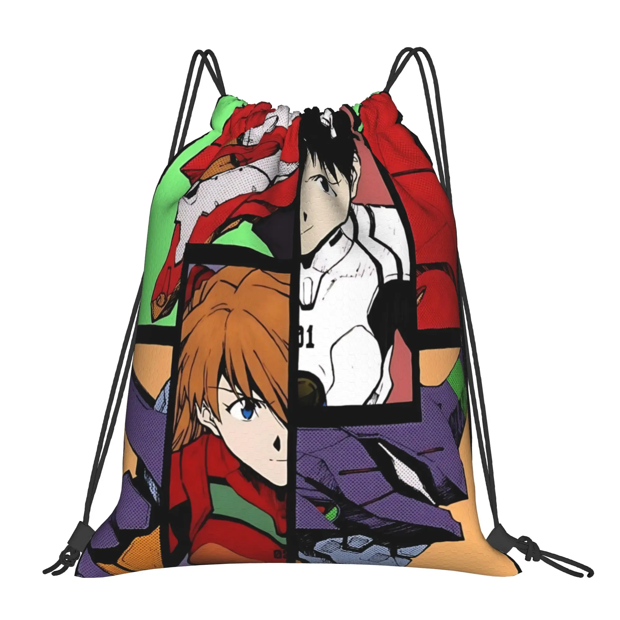 

Сумка-мешок для спортзала Neon Genesis Evangelion EVA, унисекс, на шнурке, для покупок и хранения, с карманом и веревкой