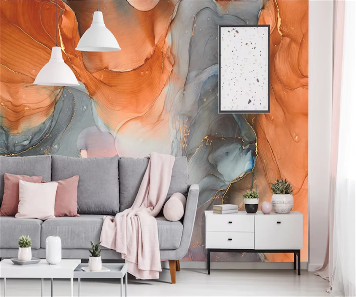 beibehang Customize the latest bedroom and living room with various materials, orange abstract background wallpaper