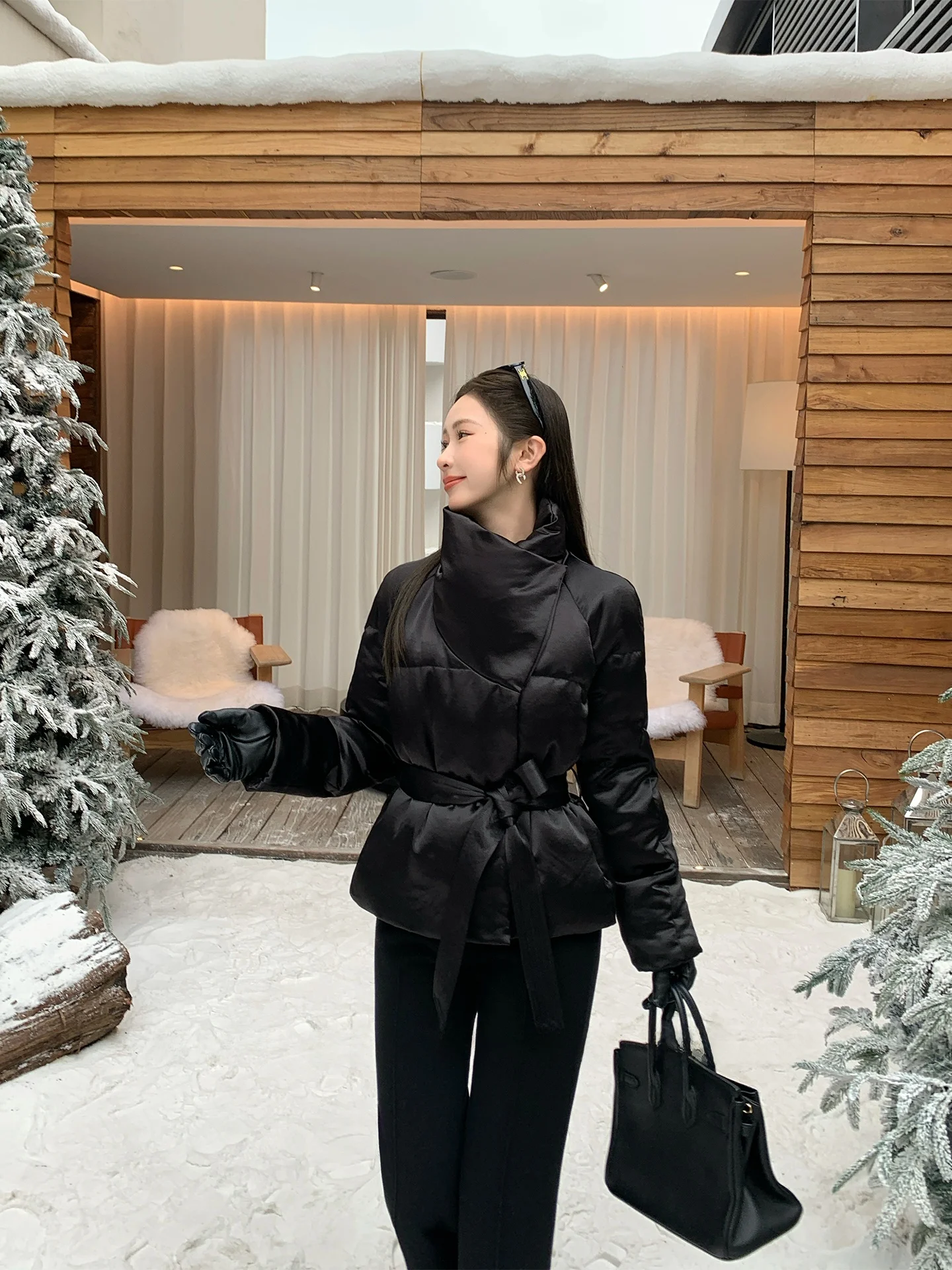 

Warm Winter ort White Du down Jaet Women's Waist-Cinching Thi Outerwear Sli Commute-Friendly Slim Fit 2025 New Ar...