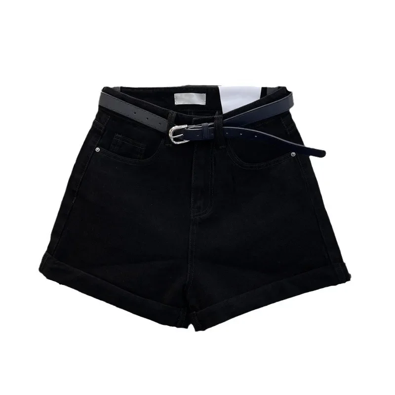 Schicke, locker sitzende Damenjeans im koreanischen Stil mit weitem Bein, schlankmachende, lässige Jeansshorts mit hoher Taille für den Sommer