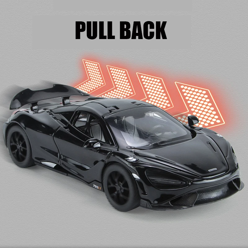 1:32 Mcleren 765lt Simulation Car Model Metal Diecasts & Toy Vehicles Alloy Decoration Sound Light Metal Man Kids Gift Boy Toy