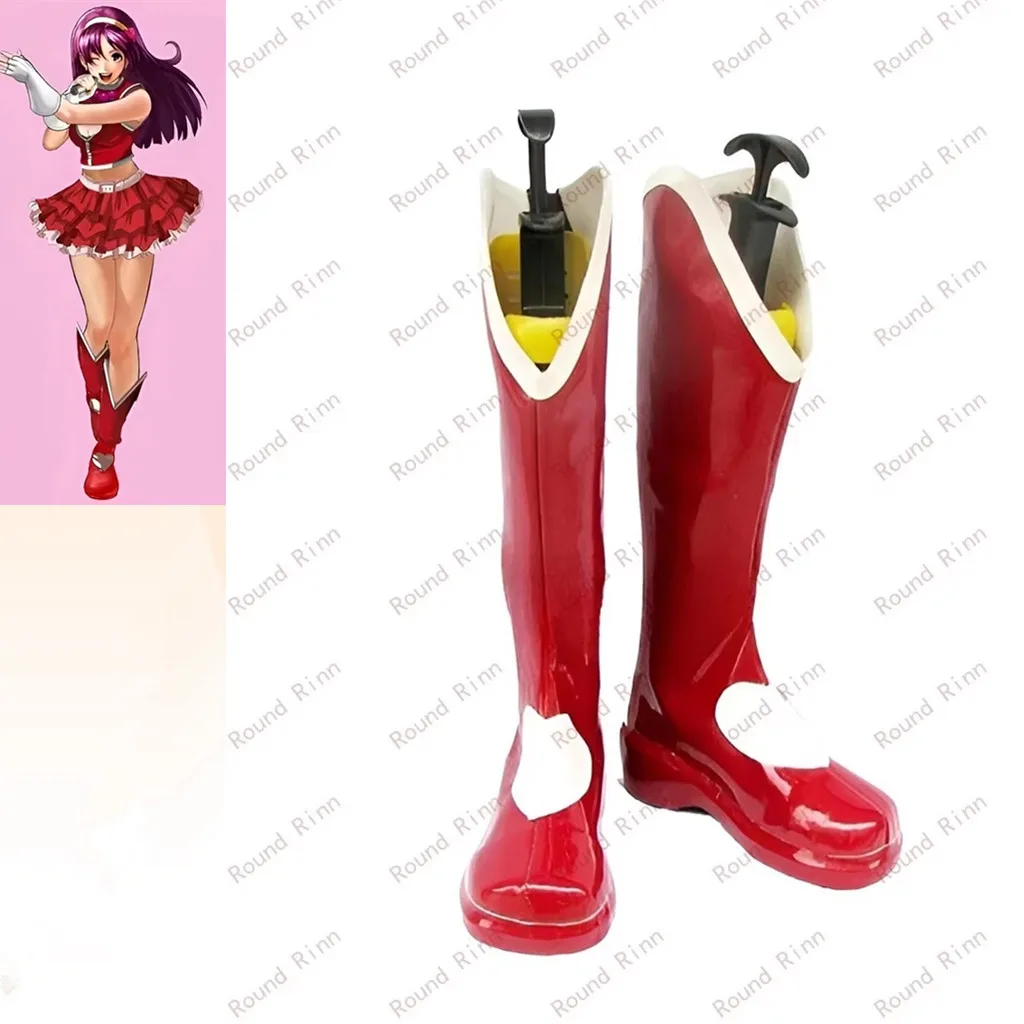 

Hot Game KOF 2003 Asamiya Athena Cosplay Costume Shoes Red Handmade Faux Leather Boots