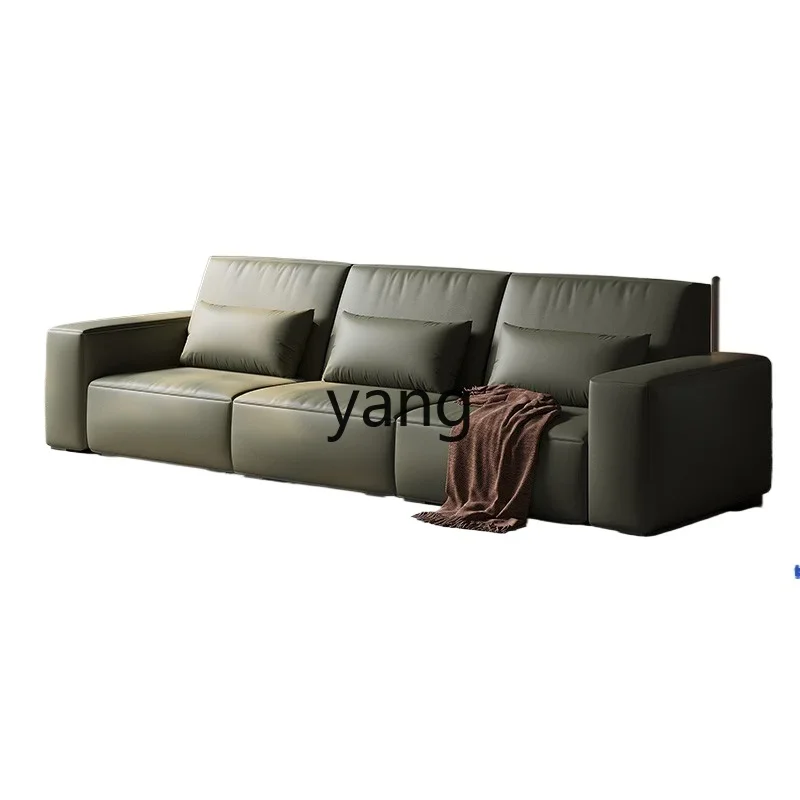 

Yjq Italian minimalist leather sofa living room small apartment first layer cowhide full leather sofa