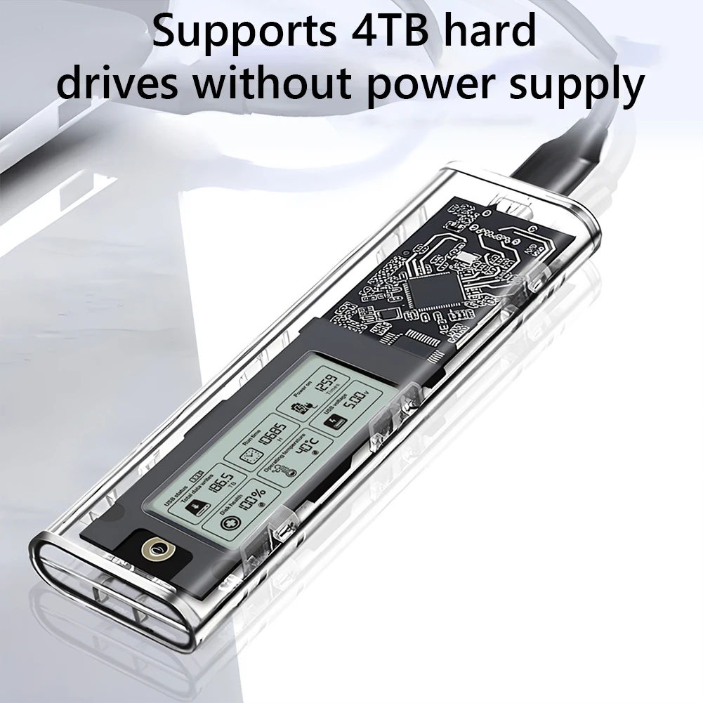 

M2 SSD Case NGFF&NVME Dual Protocol Solid State Drive Enclosure Tool Free 10Gbps M.2 To USB 3.2 Digital Display External Adapter