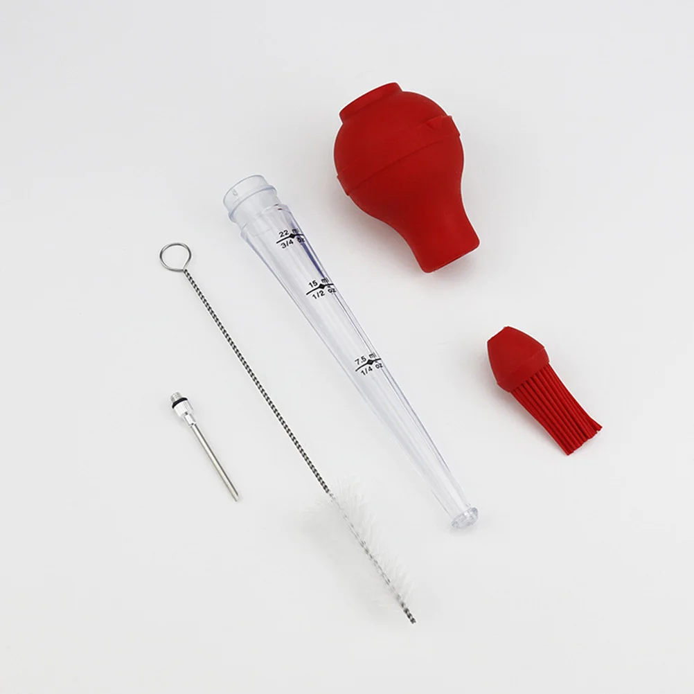

4 pcs Turkey Baster Set Silicone Dripless Oil Seasoning Tube Cleaning Brush Bbq Tool Meat Injector Needle Pork