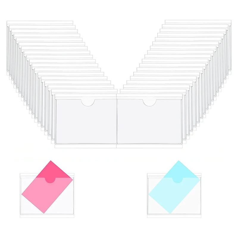 Горячая продажа TTKK 108 шт. самоклеящаяся этикетка держатель для карт индексные карманы держатель 6X8,5 см прозрачный пластиковый держатель для карт клейкий держатель для этикеток