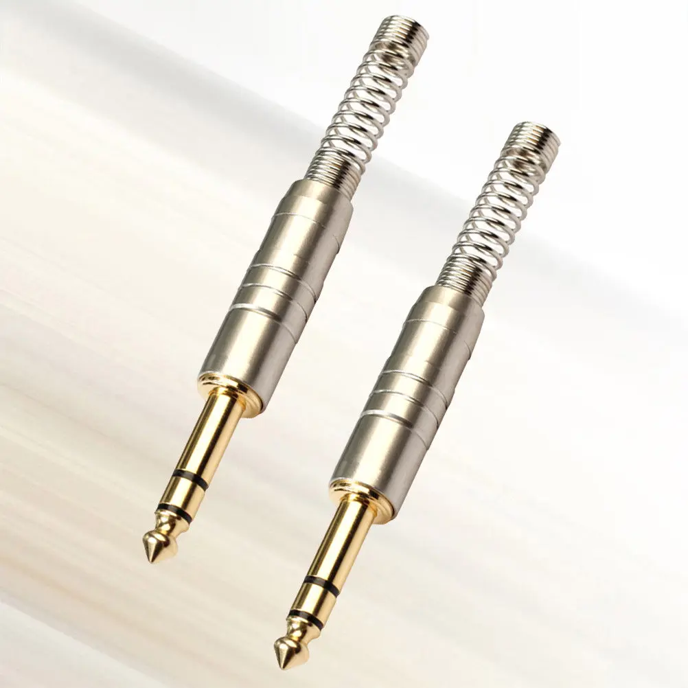 2Pcs 6.35mm Stereo Audio Welding Head Male Plug High Grade Alloy Light Plating Plastic Insulation Sleeve for Phono