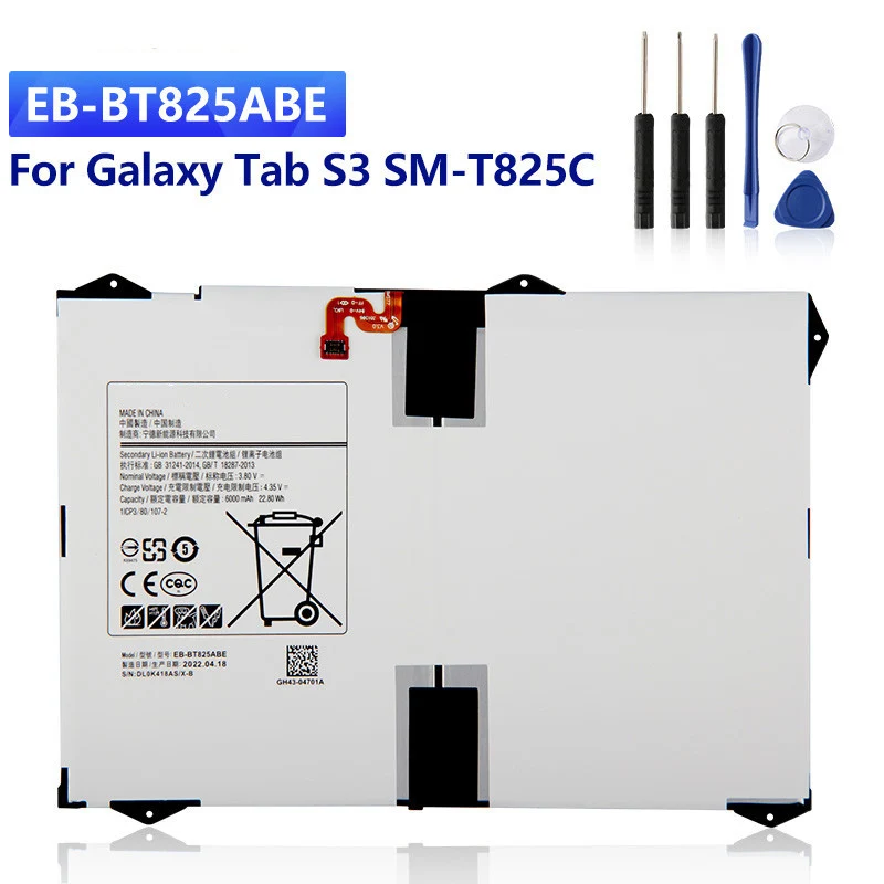 

New Replacement Tablet Battery EB-BT825ABE For Samsung Galaxy Tab S3 TabS3 SM-T825C T825C Tablet Batteries 6000mAh