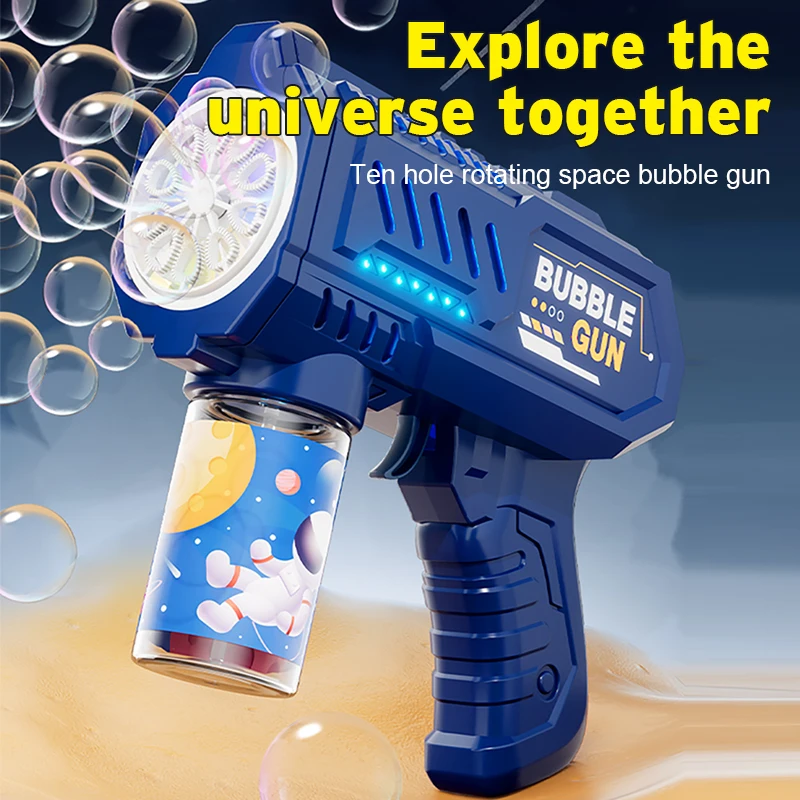 Full-Automatic Space Bubble Blowing Toy Bubble Gun Outdoor Bubble Machine Gift Holiday Gift Toy (Without Bubble Water)