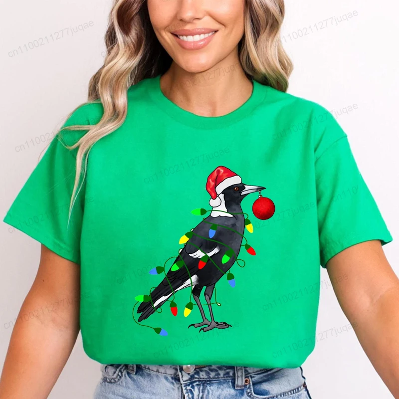 Gazza extra festosa stampata Tendenza Abbigliamento moda donna T-shirt grafiche Abbigliamento Natale Camicie femminili Abbigliamento casual da donna