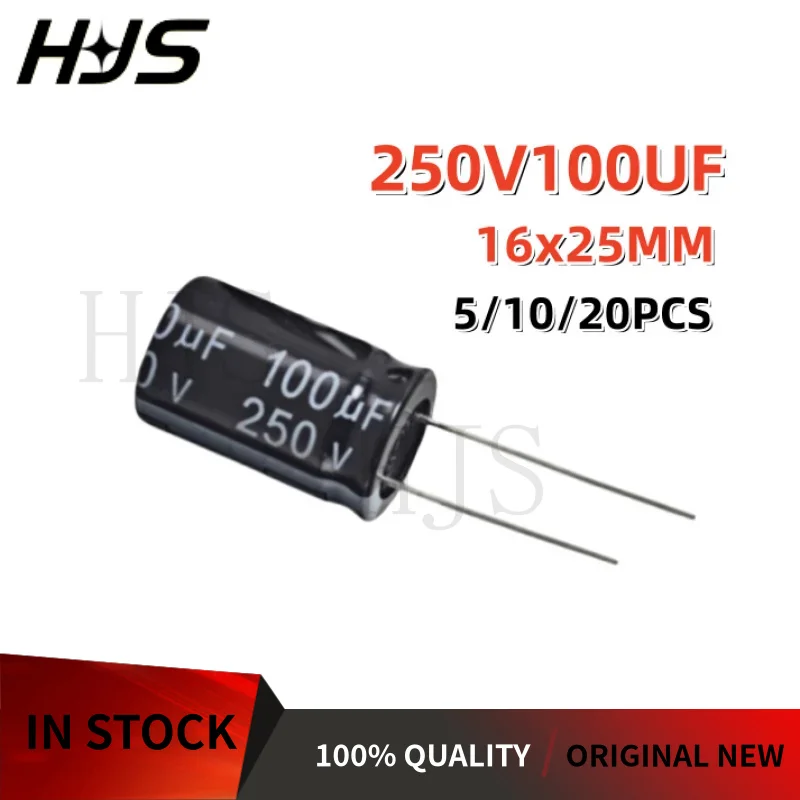 

5-20 шт. 250 В 100 мкФ 16 × 25 мм 100 мкФ 250 В 16*25 мм алюминиевый электролитический конденсатор радиальный новый в наличии