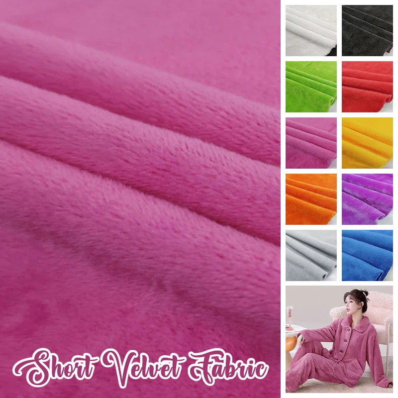 

Solid Color Soft Comfort Velvet Short Plush Fabric for Autumn Winter Pajamas Warm Clothing Scarf Hat Pillowcases Sewing Cloth