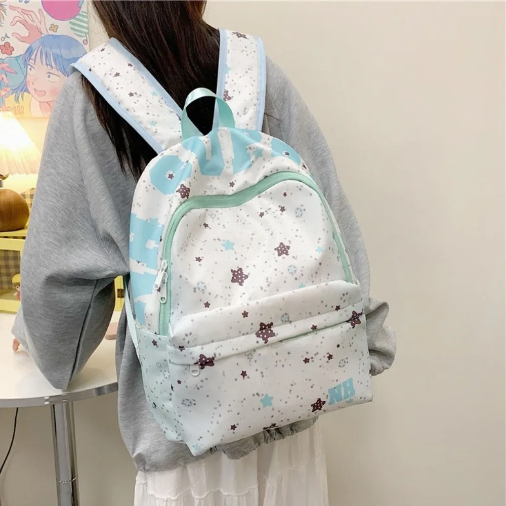 Letter Print Star Backpack Lightweight College Style Oxford Cloth Backpack Korean Style Cloth Students School Bag Travel
