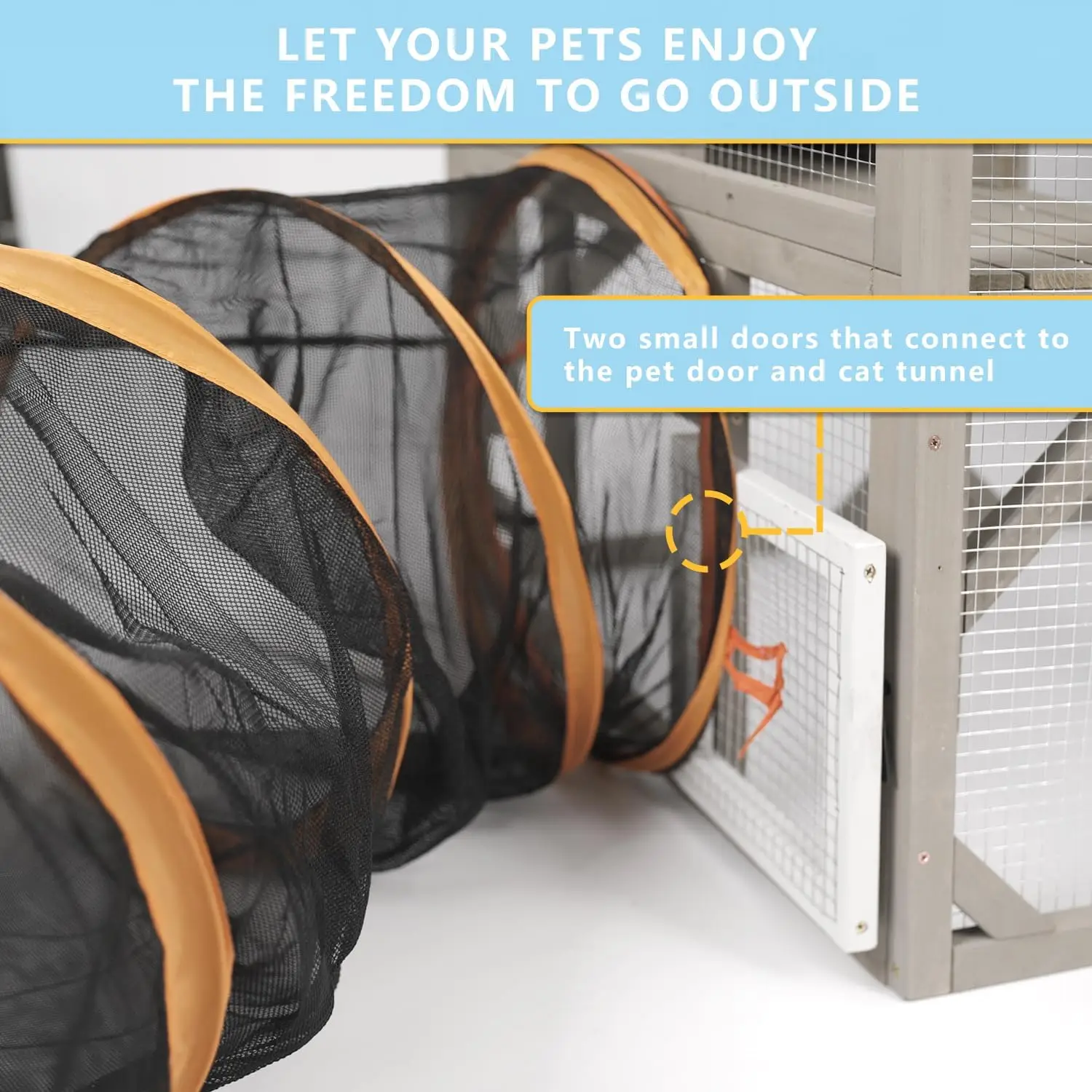 Large Walk-In Outdoor Cat Enclosure with Waterproof Roof & Multi-Level Platforms, Spacious Window Cat House Cage for Multiple Cats, 59"L x 29.5"W x 67.7"H view 6