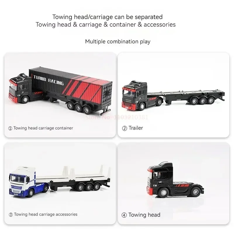 1/76 Turbo Racing C50-t Rtr Remote Control Micro Simulation Container Tractor Model Truck New Chassis Simulation Horn Rc Car Toy