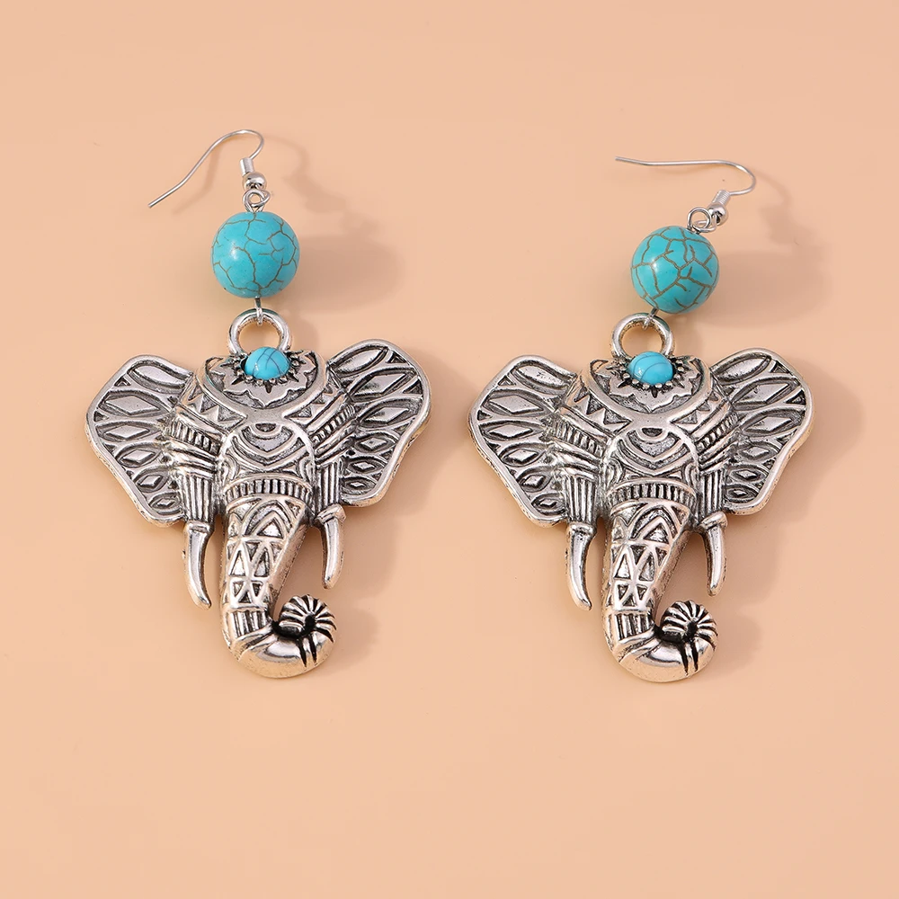 Aihua Böhmen Tibet Silber Große Elefanten Ohrringe Für Frauen Vintage Ethnische Metall Geschnitzte Kreuz Feder Eule Ohrringe Boho Schmuck – Detail 5