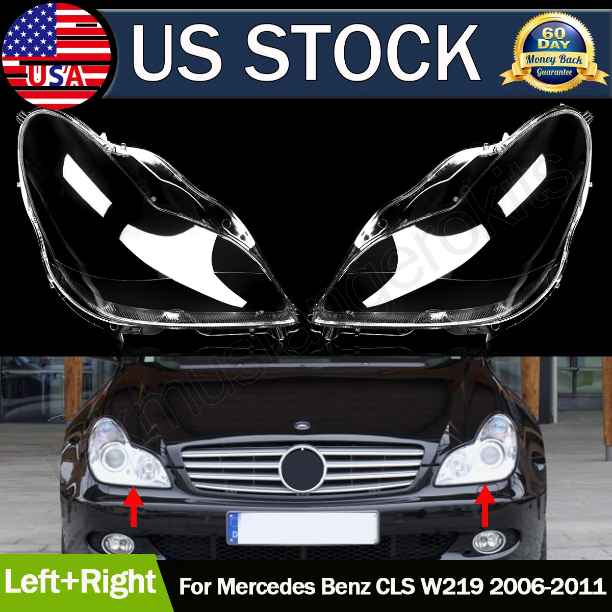 SAIQINGSP For Mercedes For Benz W219 CLS350 CLS500 CLS550 2007-2011 Headlight Headlamp Lens Cover Car Accessories Tools