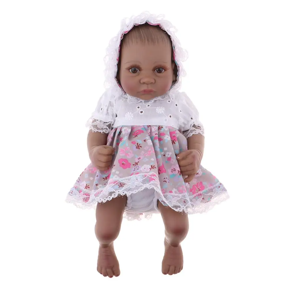 Silicone 11inch baby Girl Doll African Doll - Black Skin