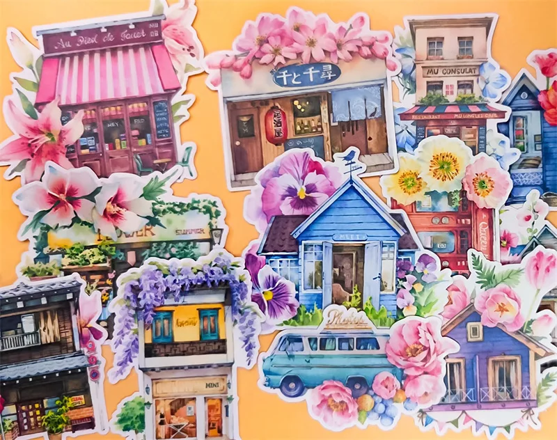 15pcs Street Stickers Crafts And Scrapbooking Stickers Book Student Label Decorative Sticker DIY Stationery Notebook