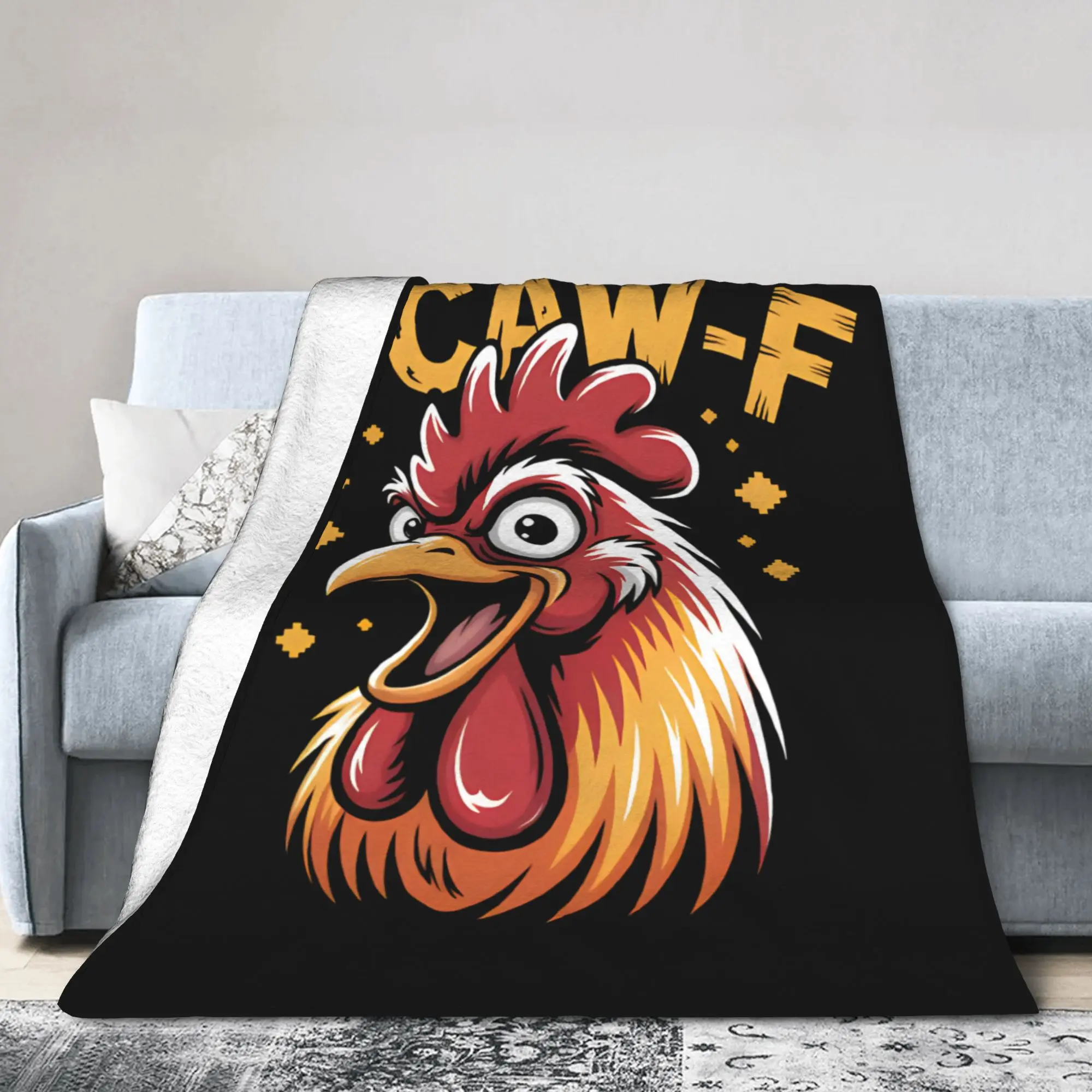 F-Caw-F Funny Meme Fuzzy Blankets Humor Chicken Rooster Fashion Throw Blanket for Bed Sofa Couch 200x150cm Rug Piece,