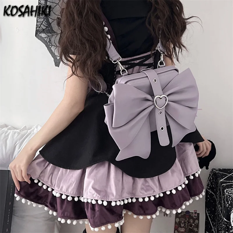 

Luxury Design Sweet Y2k Aesthetic Schoolbags All Match Preppy Chic Bow Handbags Korean New Students Fashion Backpacks Streetwear