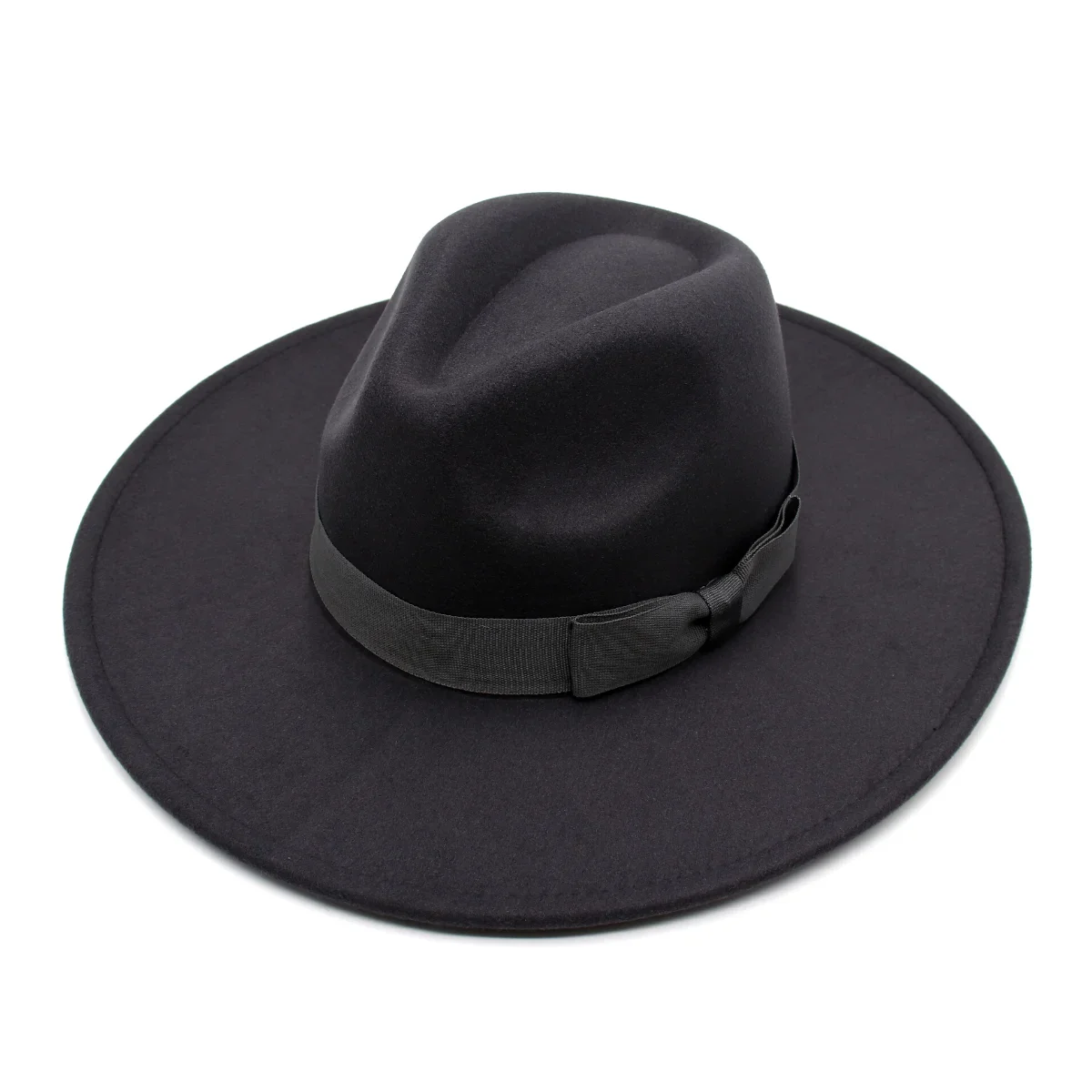 9.5cm Wide Brim Fedora Hat For Women Unisex Outdoor Ribbon Felt Hats Retro Winter Autumn Men Trilby Hats Classic Black Dress Hat