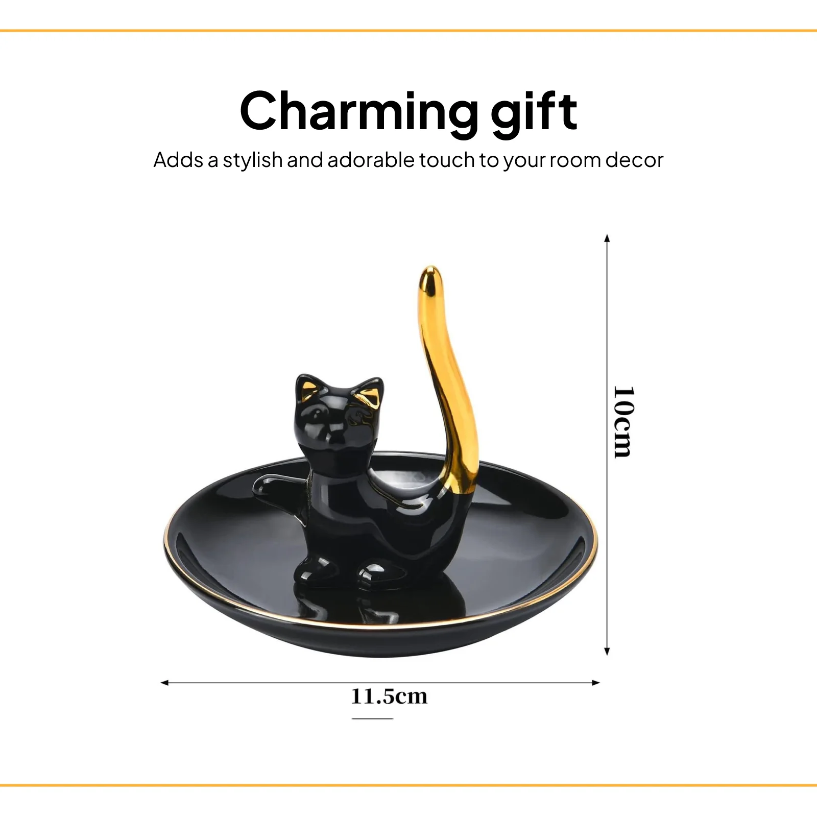 حامل خاتم على شكل قطة، صينية تخزين مجوهرات لطيفة مزخرفة، حامل مجوهرات للأساور والقلادة وعيد الميلاد والذكرى السنوية وأعياد الميلاد