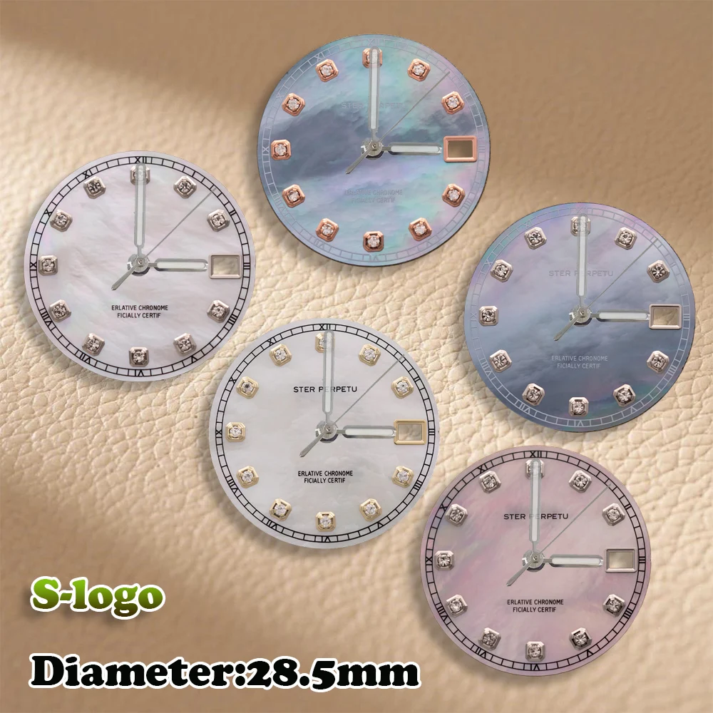 

S Logo 28.5mm Pearl Diamond Dial NH35/NH36 Movements High Quality Watches for men Watch Modification Accessories Repair Tools