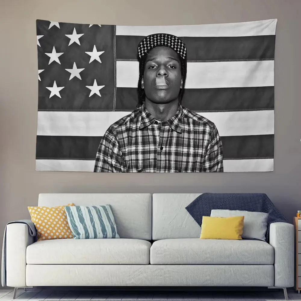 A-Asap R-Rocky Testing Hip Hop Tapestry, Rapper Background Wall Hanging Cloth for Bedroom Dorm Room Party Aesthetic Decor Gift
