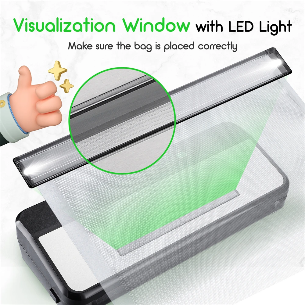 Imagem -04 - Máquina Automática de Seladora a Vácuo de Alimentos Sucção Forte Starter Kit para Armazenamento de Alimentos e Sous Vide