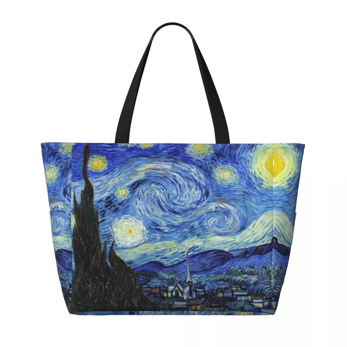 Custom Vincent Van Gogh Starry Night Tote Bag for Women Large Capacity Art Painting Beach Gym Travel Bags