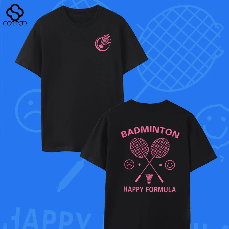 

Новая летняя футболка для бадминтона с принтом Happy Face, повседневная футболка для бадминтона с коротким рукавом, мужская и женская, больших размеров