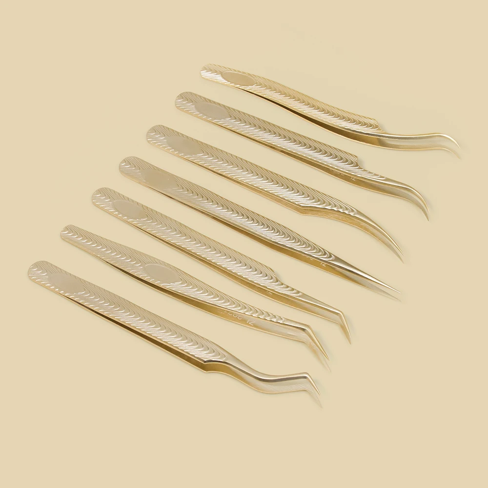 GAHAMACA – pincettes de cils en acier inoxydable, pincettes super dures, de haute précision, antistatiques pour Extensions de cils