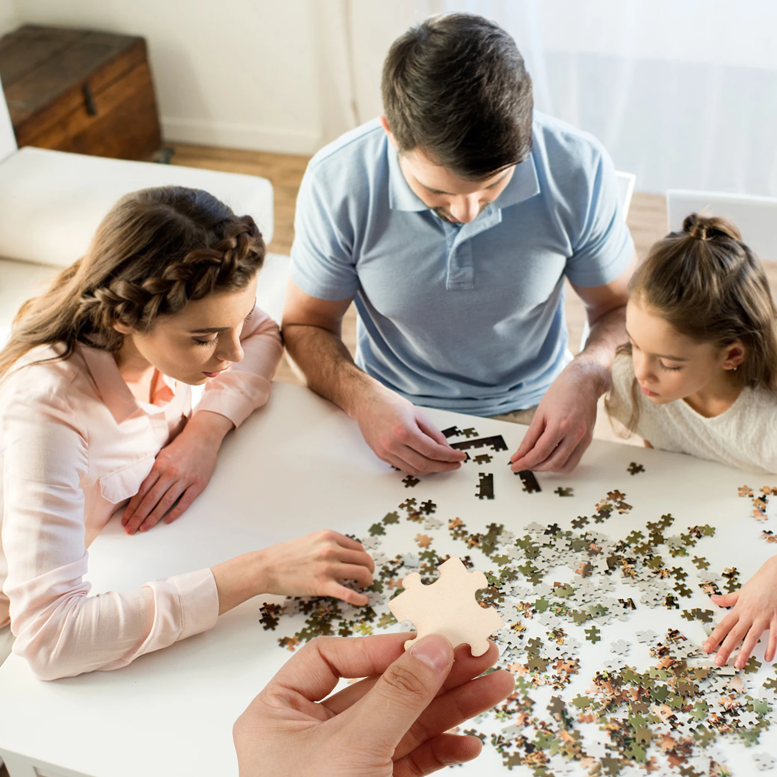 50pcs Puzzle Squares Blank Diy Crafts Jigsaw Pieces Wooden Painting Crafts Wood Painting Home Decor Game Sudoku