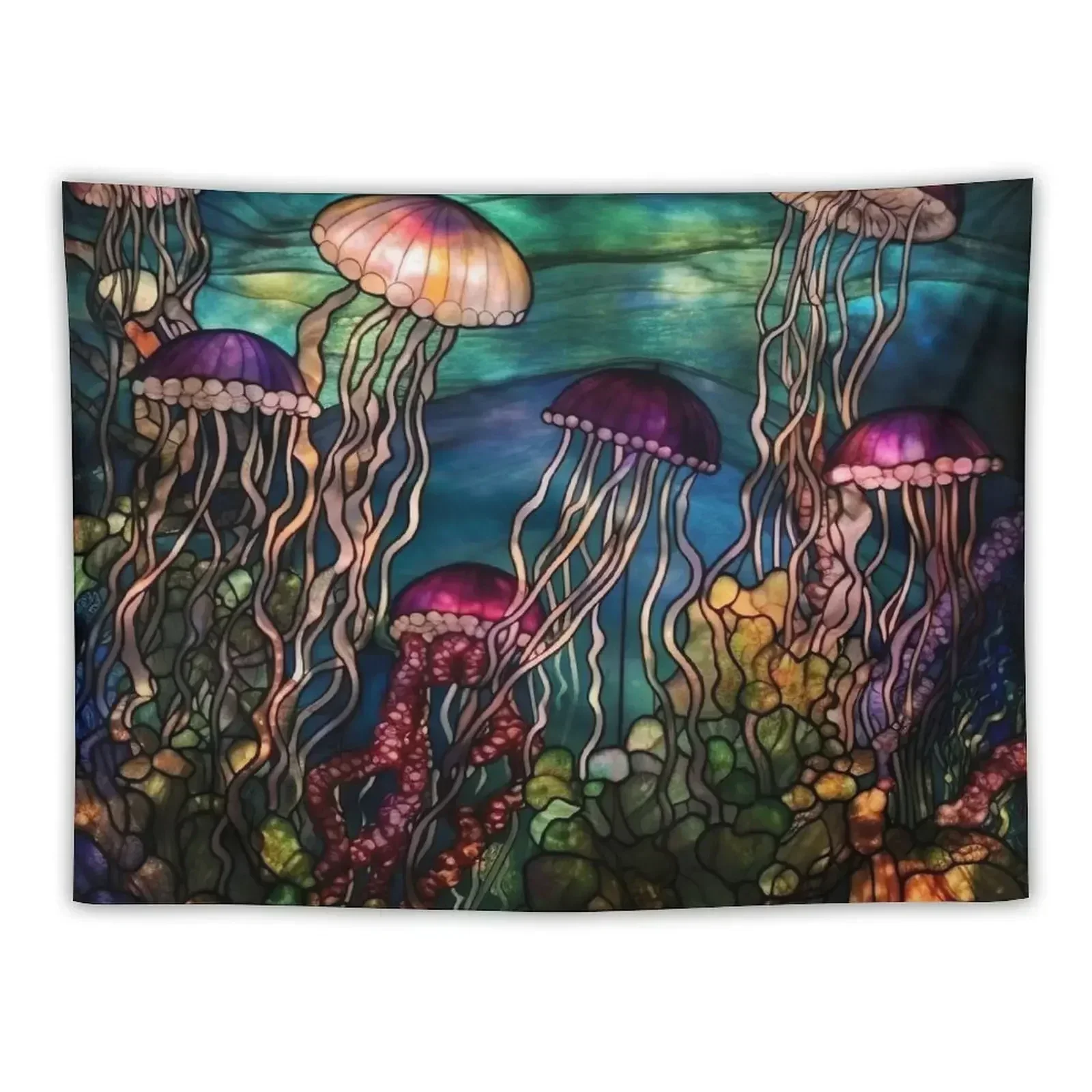 Stained Glass Jellyfish Tapestry Decorative Wall Murals Room Decoration Korean Style Decorative Wall Tapestry