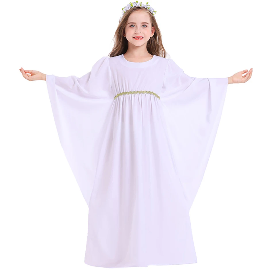 Spooky Halloween Fun Girls White Cosplay Dress with Cloak Angel and Devil Contrast Feeling Costumes Dual Color Dress for Parties