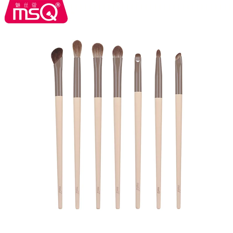 Zestaw pędzli do makijażu odcieni mlecznej kawy: pędzel do cieni, pędzel do rozmazywania cieni, pędzel do makijażu oczu, pędzel do cieni do nosa, pędzel do eyelinera, pędzel do makijażu detali, pędzel do makijażu.