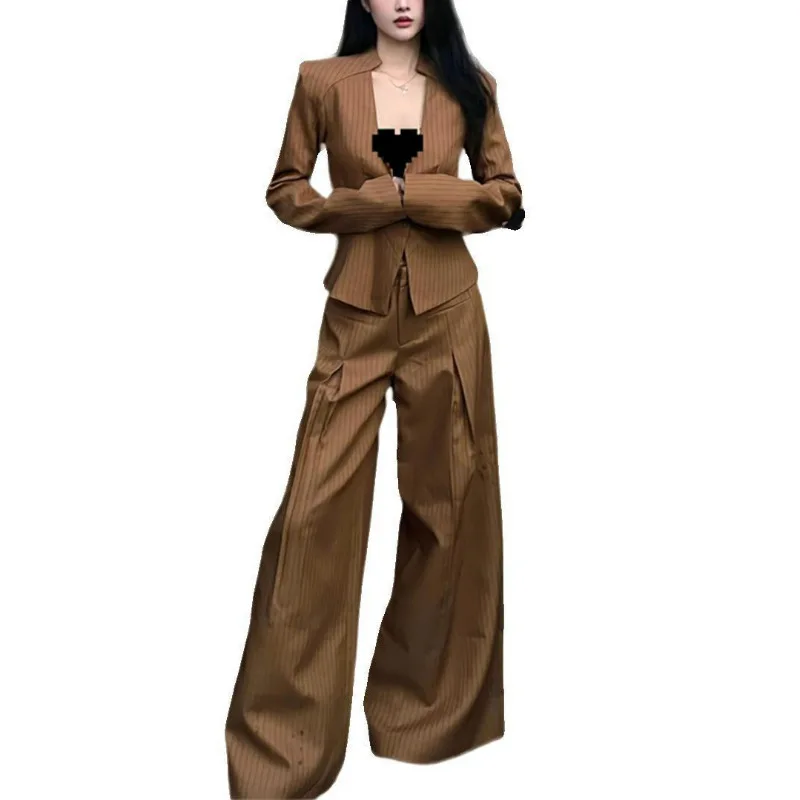 

Fashionable Women's Suit Set Spring 2026 New Vintage American Slimming Jacket Wide Leg Pants Two-Piece Ensemble