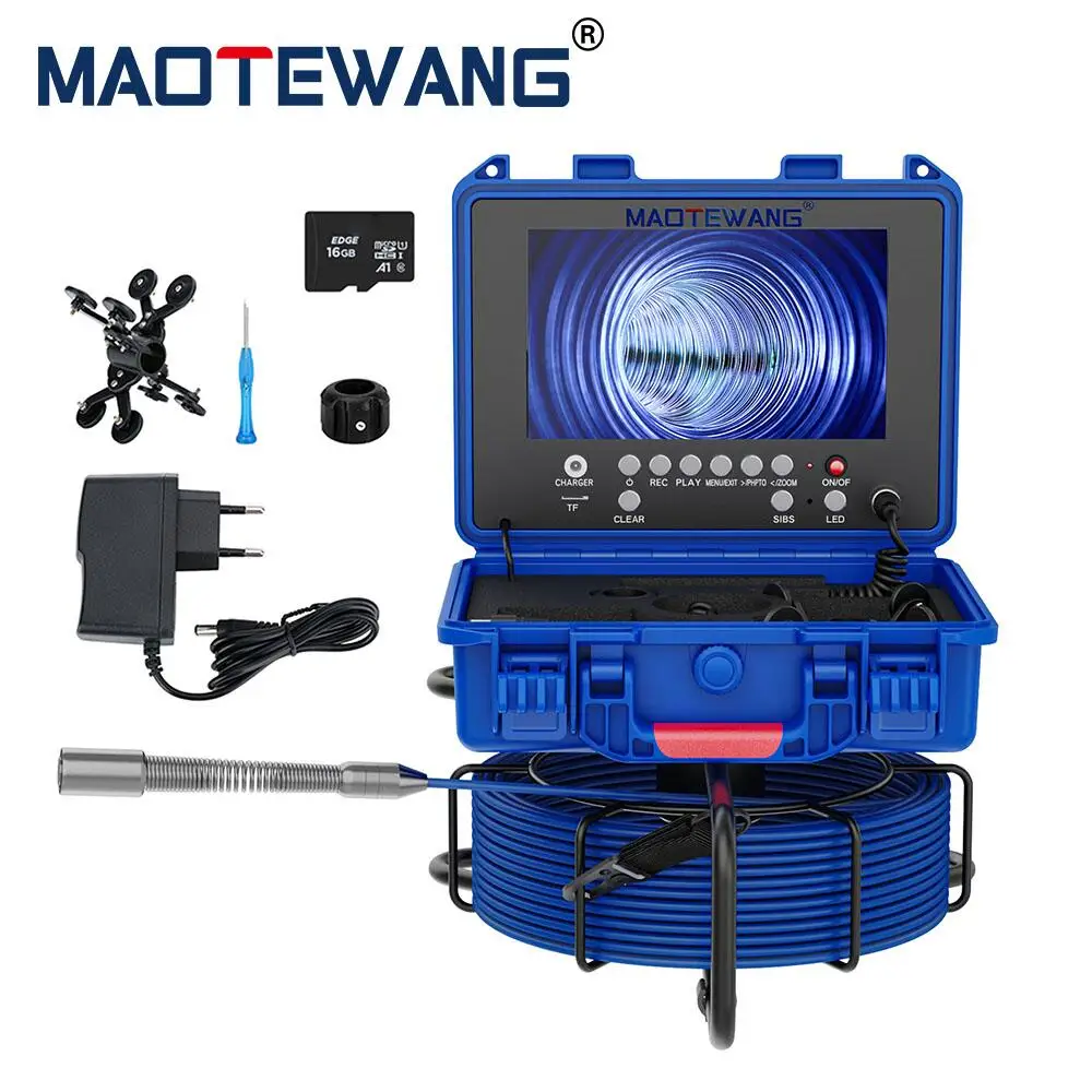 

20M Sewer Camera 9" IPS WiFi DVR 17mm Lens 5mm Cable 5X Zoom Meter Counter 4500mAh Battery Drain Pipe Inspection Endoscope 16GB