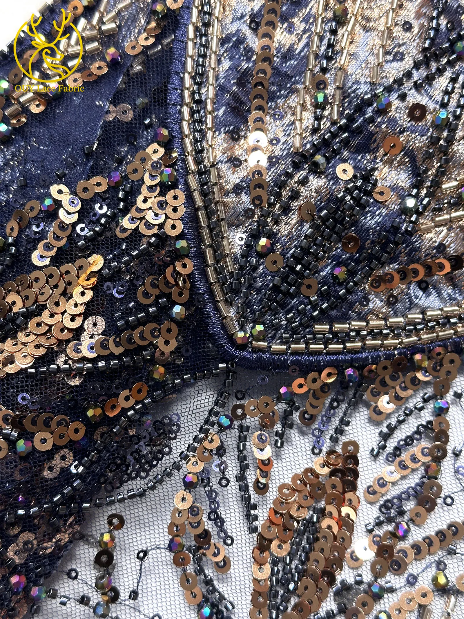 2026 Luxuriöser afrikanischer Chiffon-Spitzenstoff mit schweren Perlen, lila nigerianischer Pailletten-Spitzenstoff, geeignet für Damen-Partykleider – Detail 27