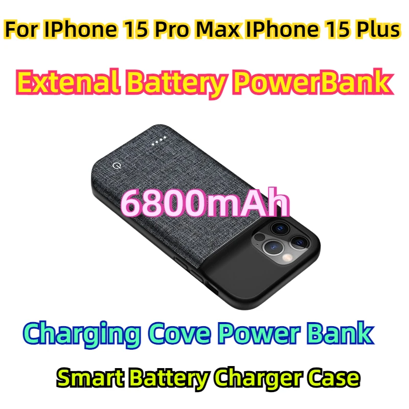 For IPhone 15 Pro Max IPhone 15 Plus Extenal Battery PowerBank Charging Cove Power Bank Cases Smart Battery Charger Case