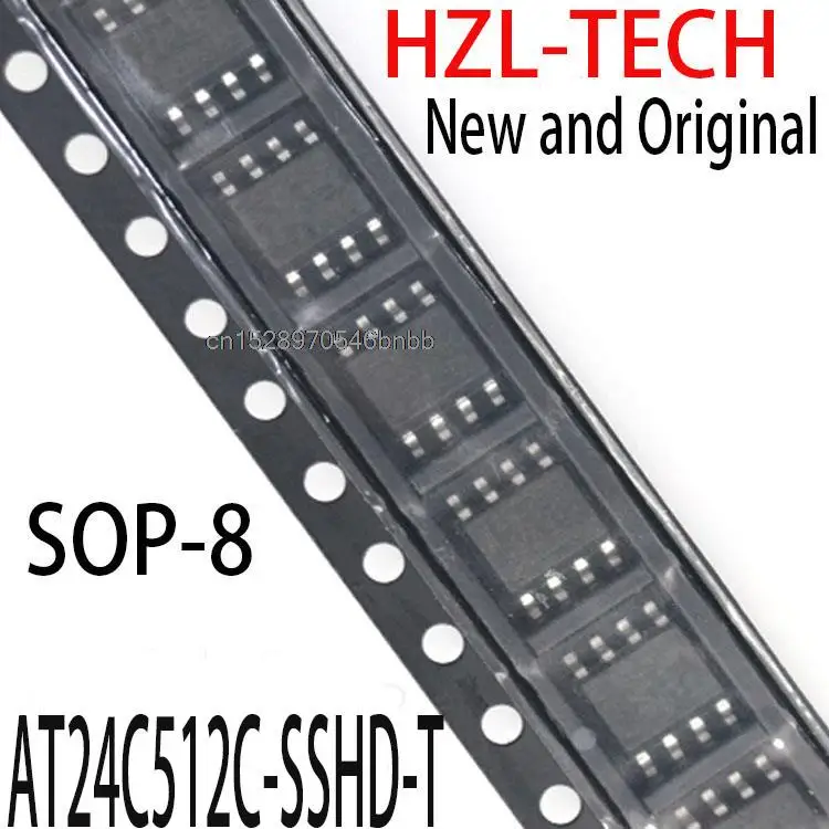 10PCS New and Original  SOP8 AT24C512 SOP AT24C512C SOP-8 2FC 25C512 SMD AT24C512C-SSHD-T