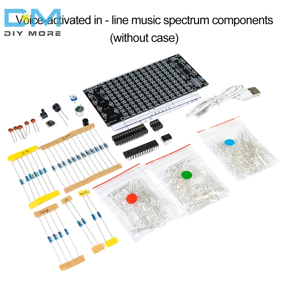 Imagem -04 - Diy Solda Projeto Espectro Mini Display Eletrônico Som Ativado Alto-falante Estéreo em Casa Faça Você Mesmo Kits para Inclinar-se Usb Hu052