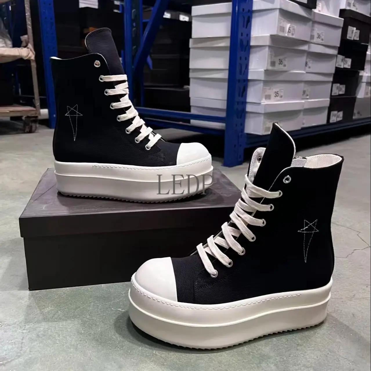 

Brand Luxury Casual Men Shoe Women High Top Black Sneaker Thick Soled 6 Cm Fashion Platform Shoes Fashion Designer Shoe Boots