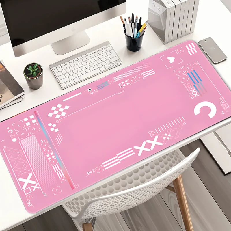 XXL gaming mouse pad rubber base with pink geometric abstract design is suitable for PC and office accessories with HD printing
