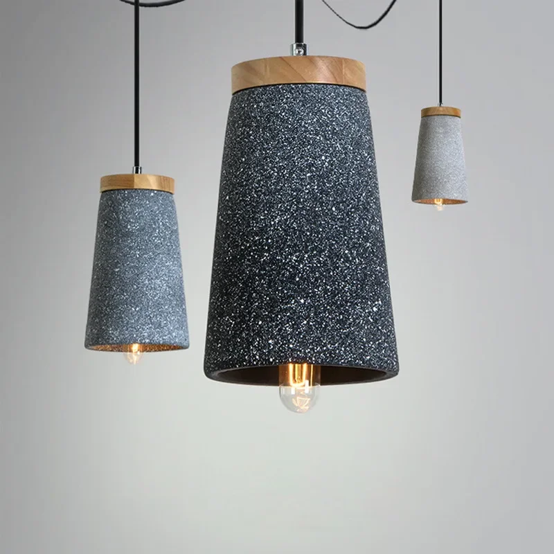 

Nordic Industrial Led Cement Pendant Light Modern Concret Wooden Hanging Lamp Fixture Luminaire Kitchen Lighting E27 WF101406