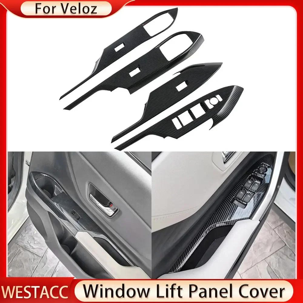 Car Window Lift Panel Cover for Toyota Veloz 2022 2023 2024 LHD Door Armrest Switch Button Sticker Trim Interior Accessories